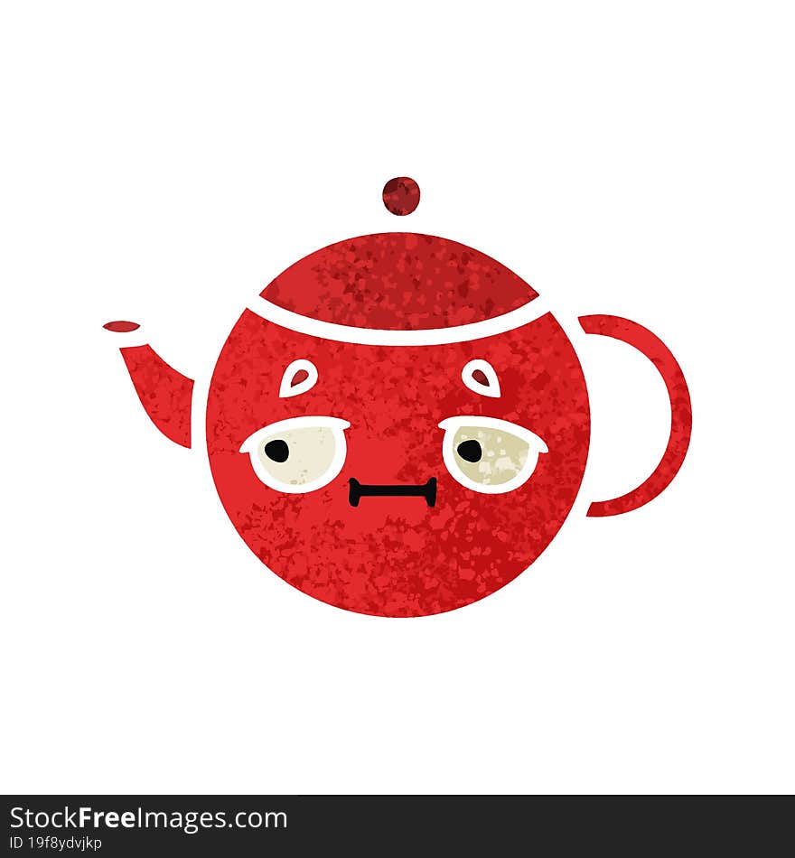 retro illustration style cartoon teapot