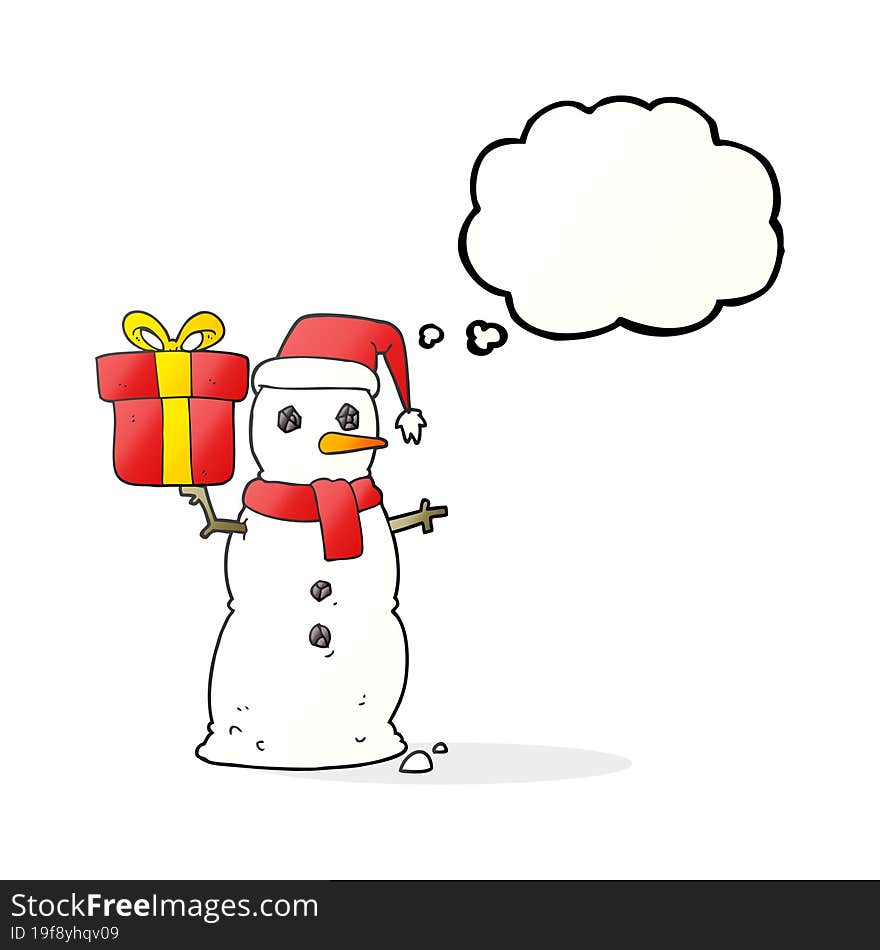 Thought Bubble Cartoon Snowman