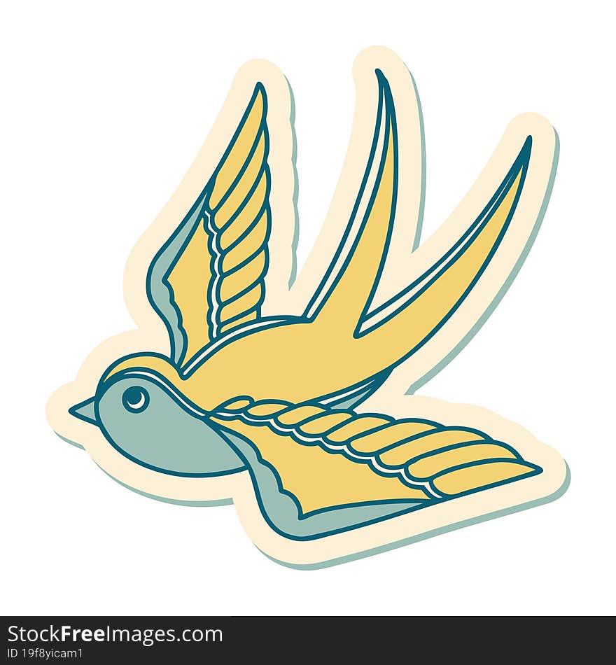 tattoo style sticker of a swallow