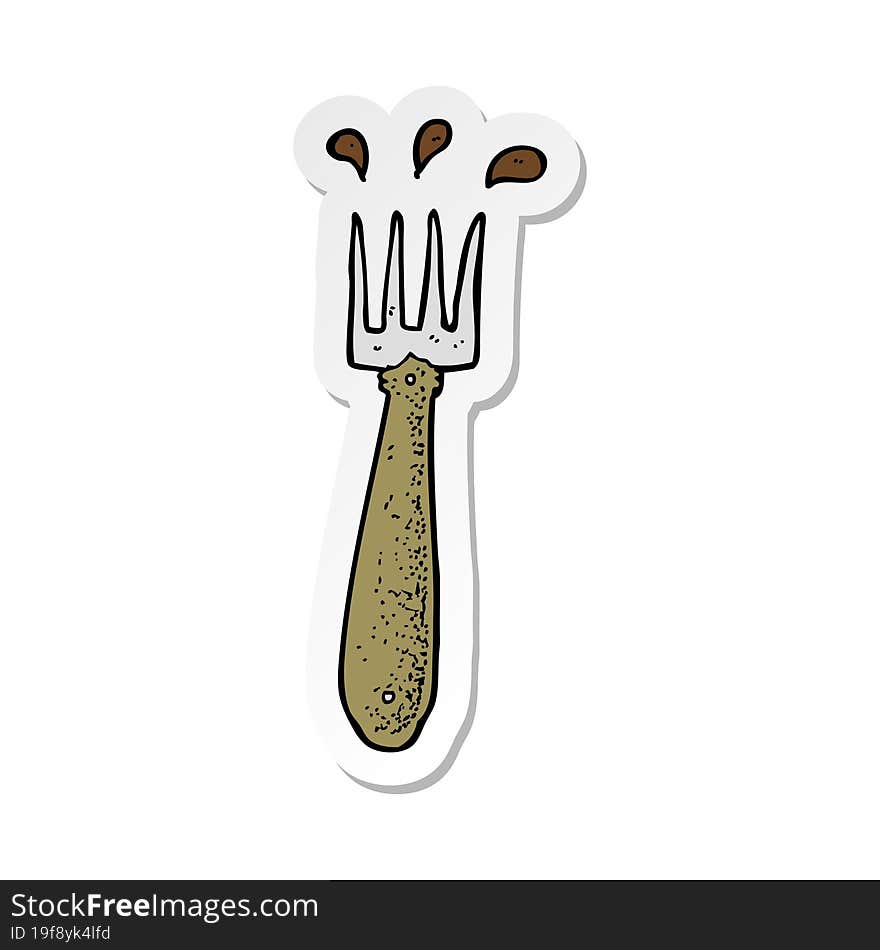 Sticker Of A Cartoon Fork