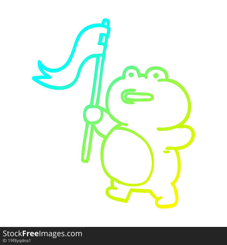 cold gradient line drawing of a cartoon frog