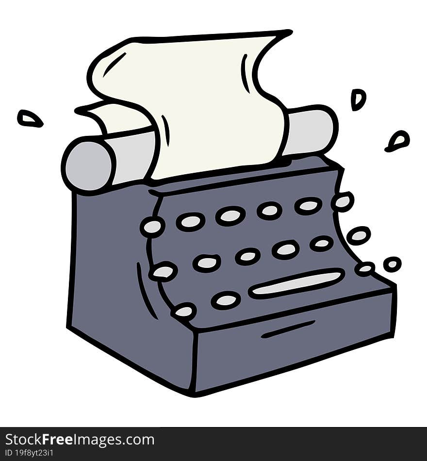 Cartoon Doodle Of Old School Typewriter