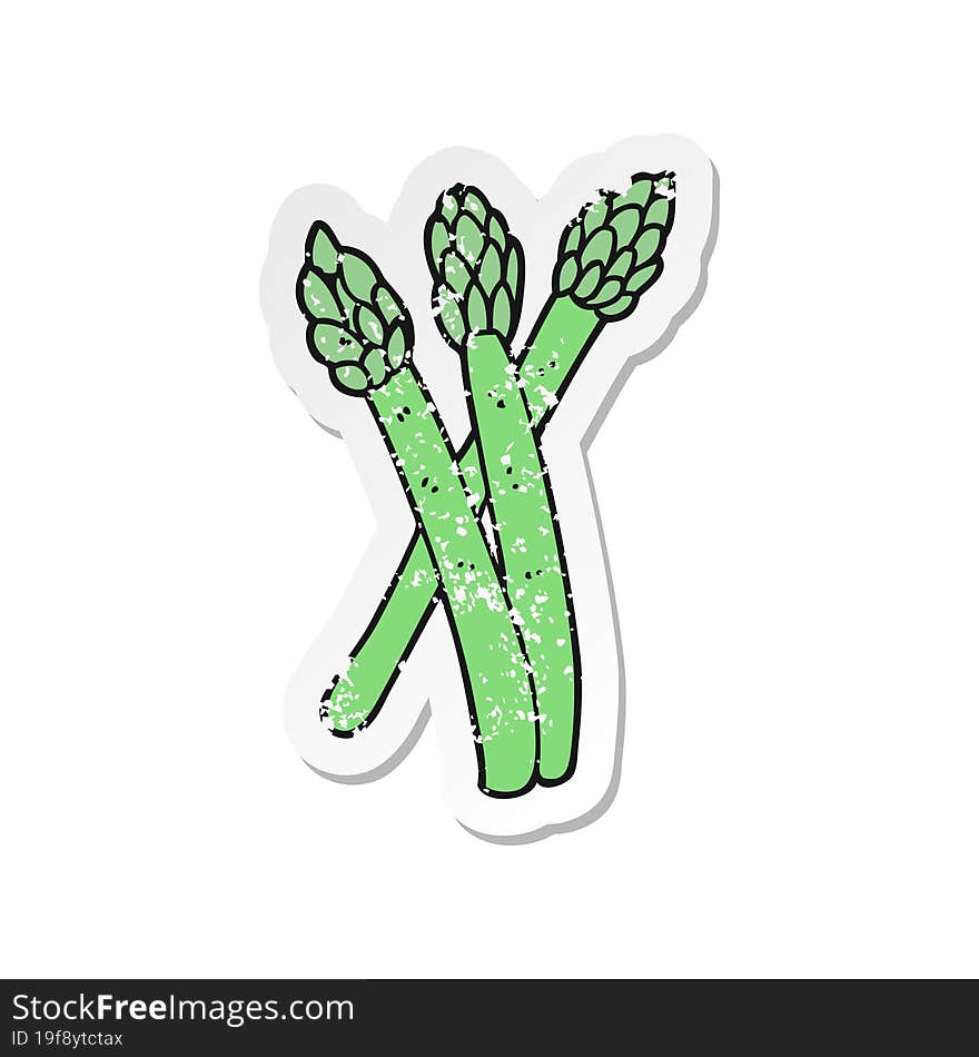 retro distressed sticker of a cartoon asparagus