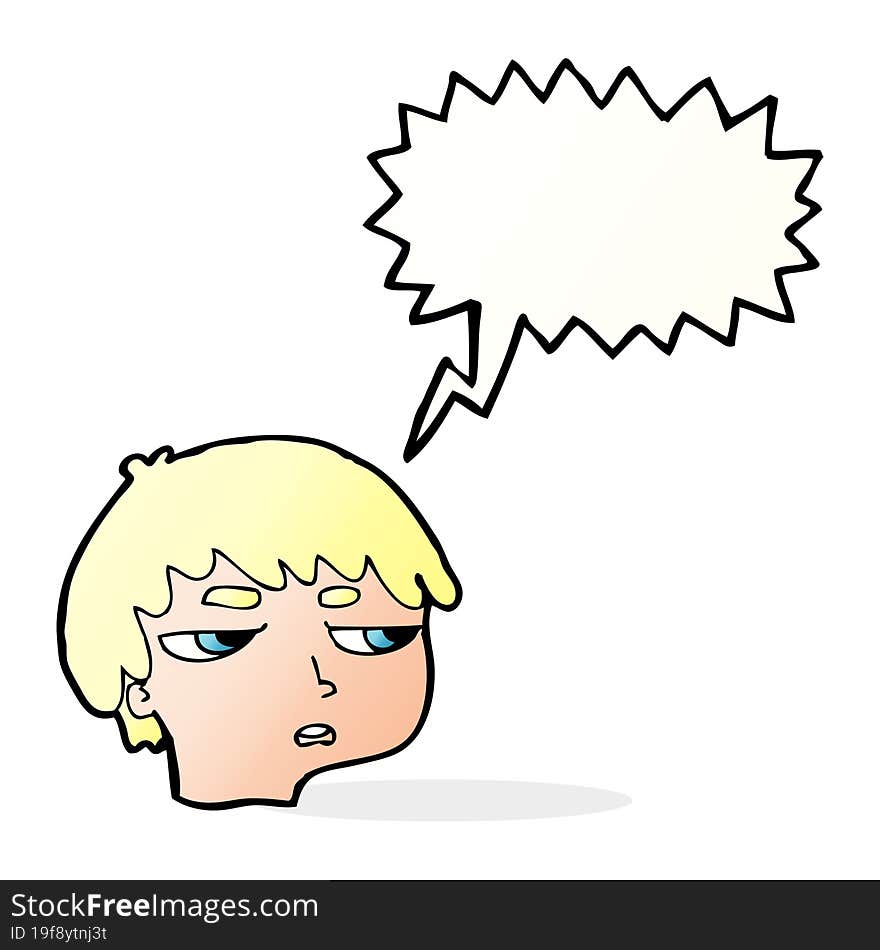 Cartoon Annoyed Boy With Speech Bubble