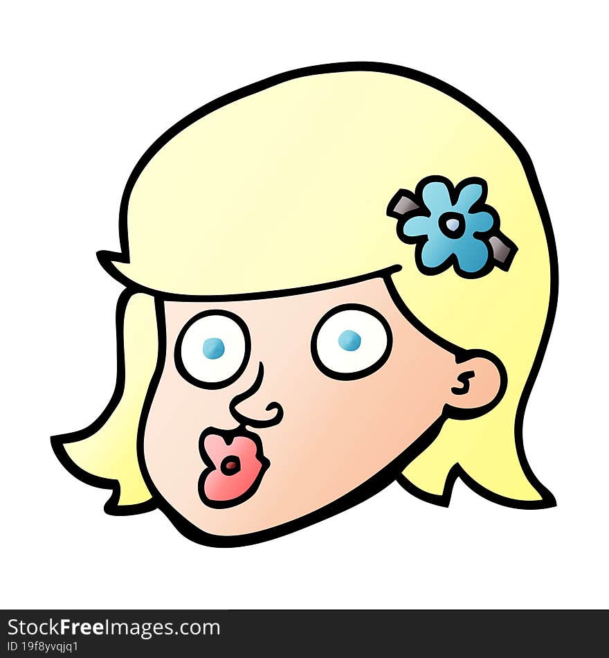 vector gradient illustration cartoon face of a girl