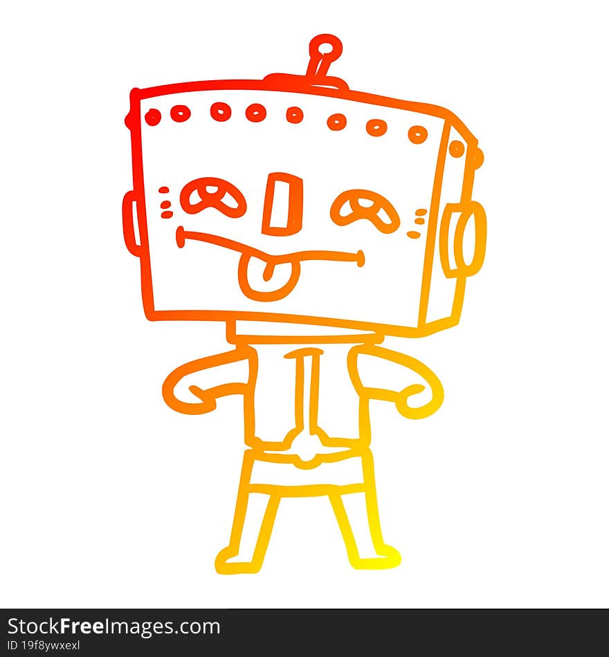 Warm Gradient Line Drawing Cartoon Robot