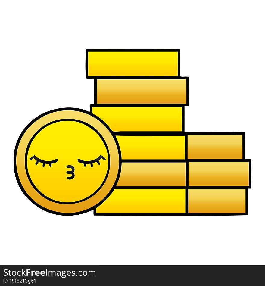 gradient shaded cartoon coins