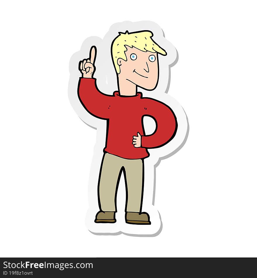 Sticker Of A Cartoon Man With Great Idea