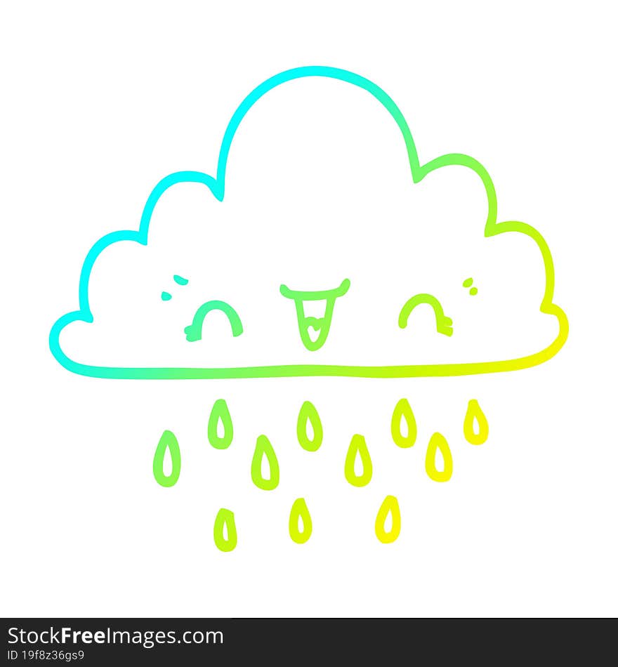 Cold Gradient Line Drawing Cartoon Storm Cloud