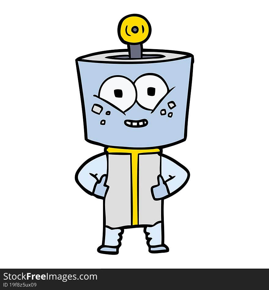 happy cartoon robot. happy cartoon robot