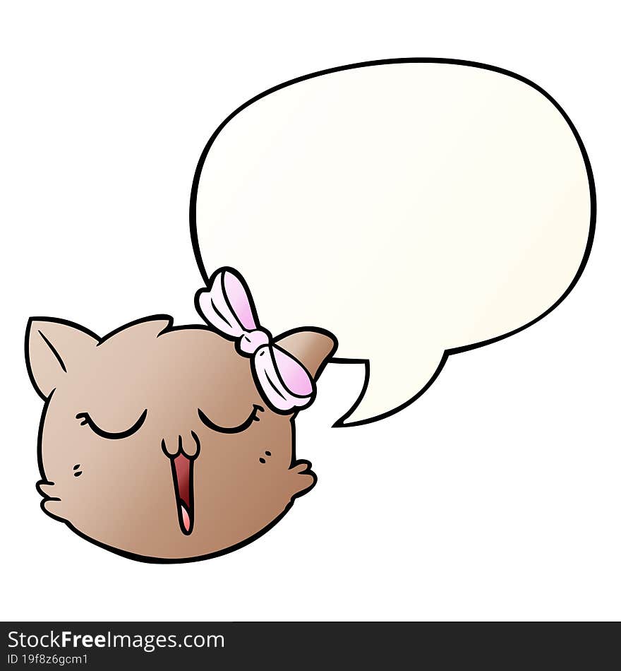 Cartoon Cat Face And Speech Bubble In Smooth Gradient Style