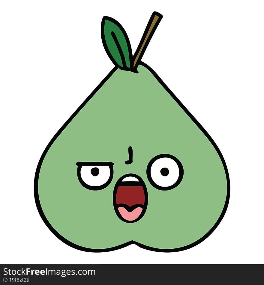 cute cartoon of a green pear. cute cartoon of a green pear