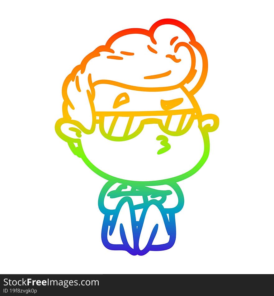 rainbow gradient line drawing cartoon cool guy