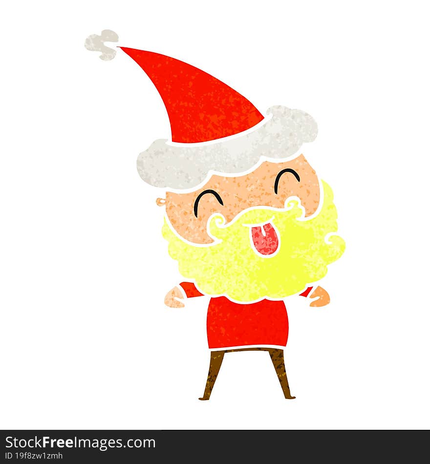 Man With Beard Sticking Out Tongue Wearing Santa Hat