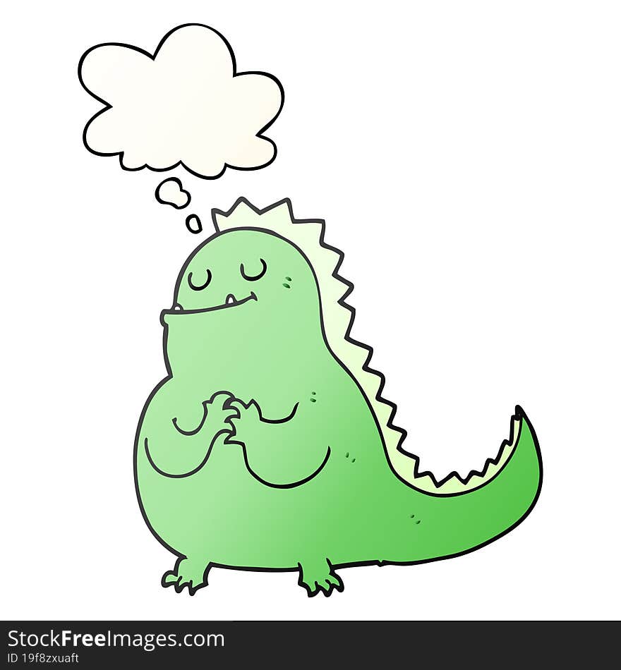 cartoon dinosaur and thought bubble in smooth gradient style