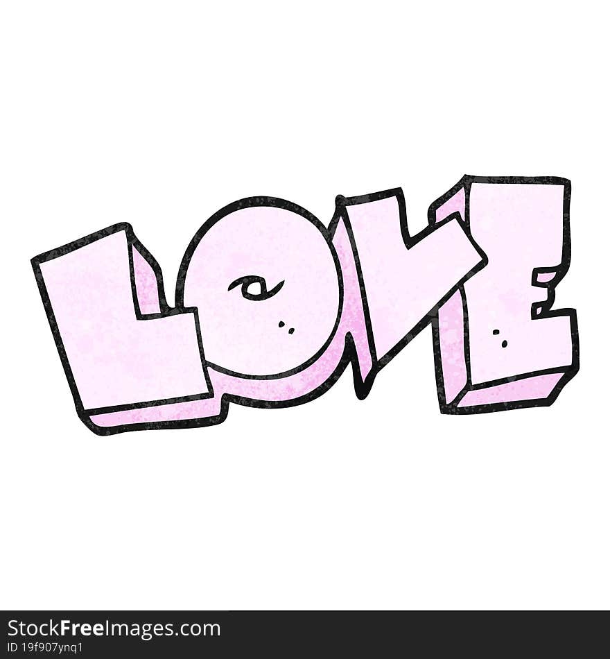 textured cartoon love sign