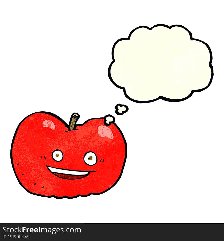 cartoon apple with thought bubble