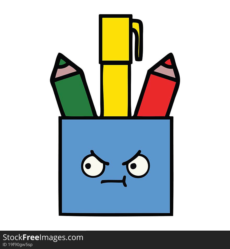 cute cartoon of a pencil pot. cute cartoon of a pencil pot