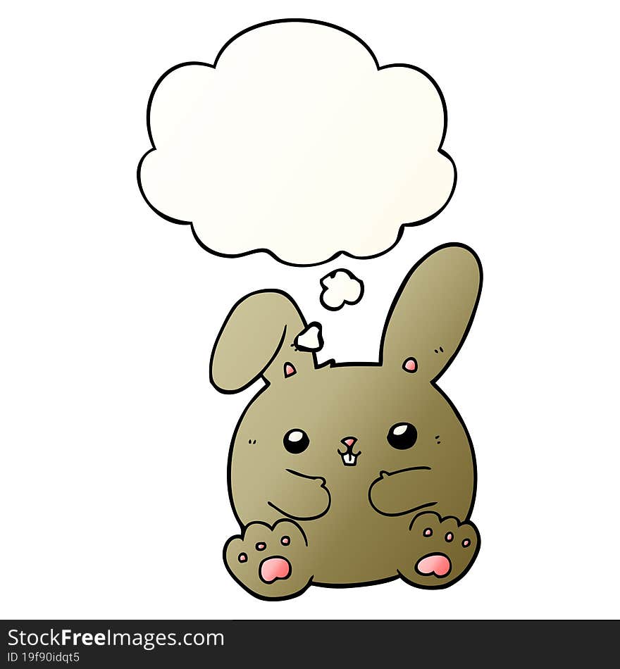 cartoon rabbit and thought bubble in smooth gradient style