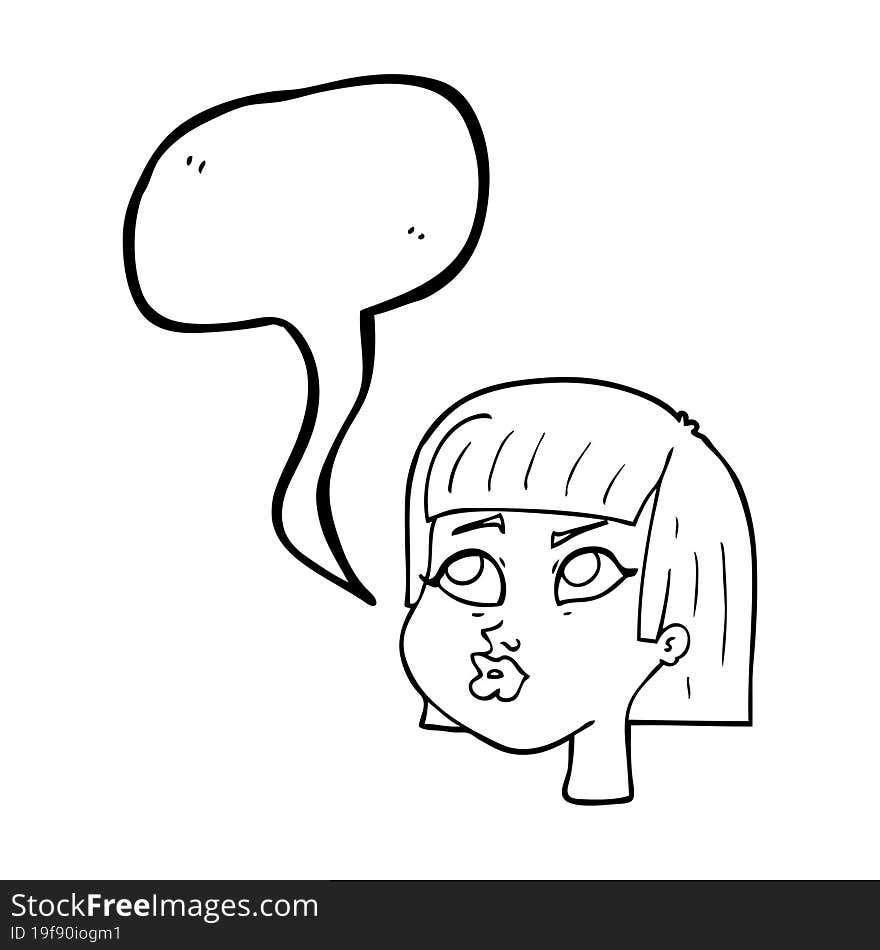 speech bubble cartoon female face