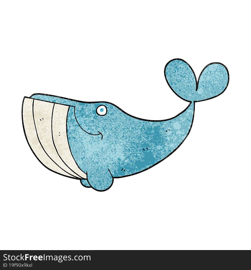 freehand textured cartoon happy whale