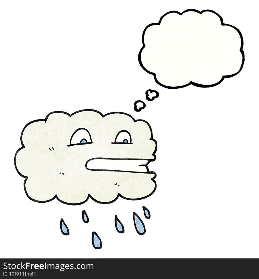 Thought Bubble Textured Cartoon Rain Cloud