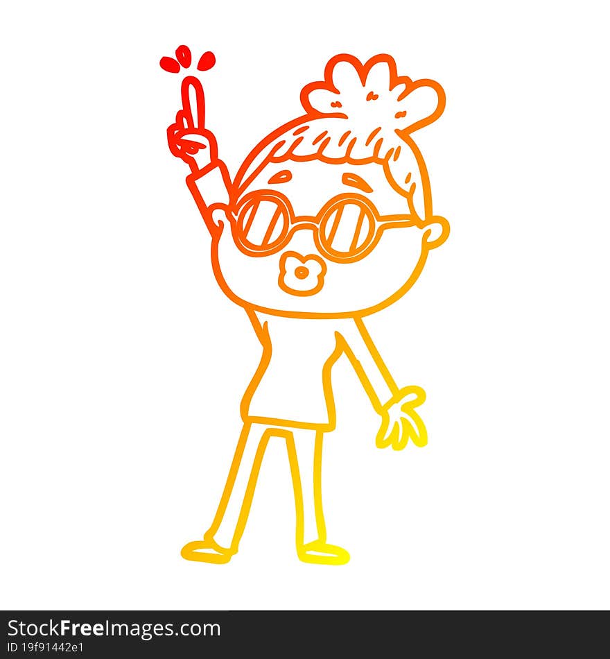 warm gradient line drawing cartoon dancing woman wearing spectacles