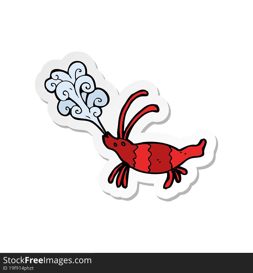 sticker of a cartoon shrimp