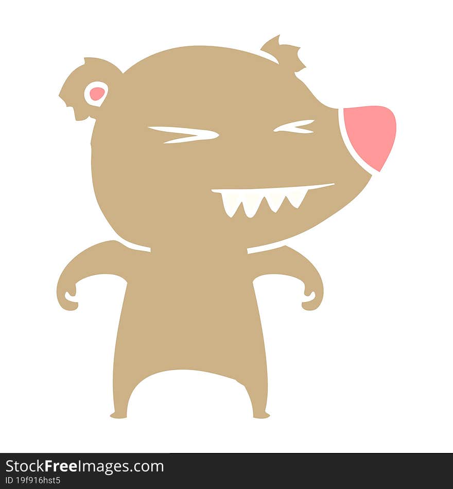 angry bear flat color style cartoon