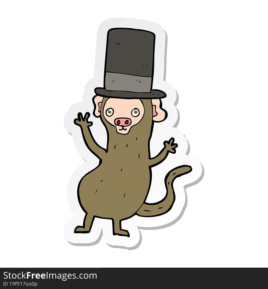 sticker of a cartoon monkey in top hat