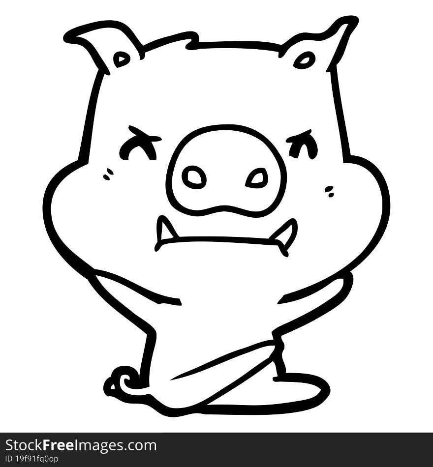 angry cartoon pig throwing tantrum. angry cartoon pig throwing tantrum