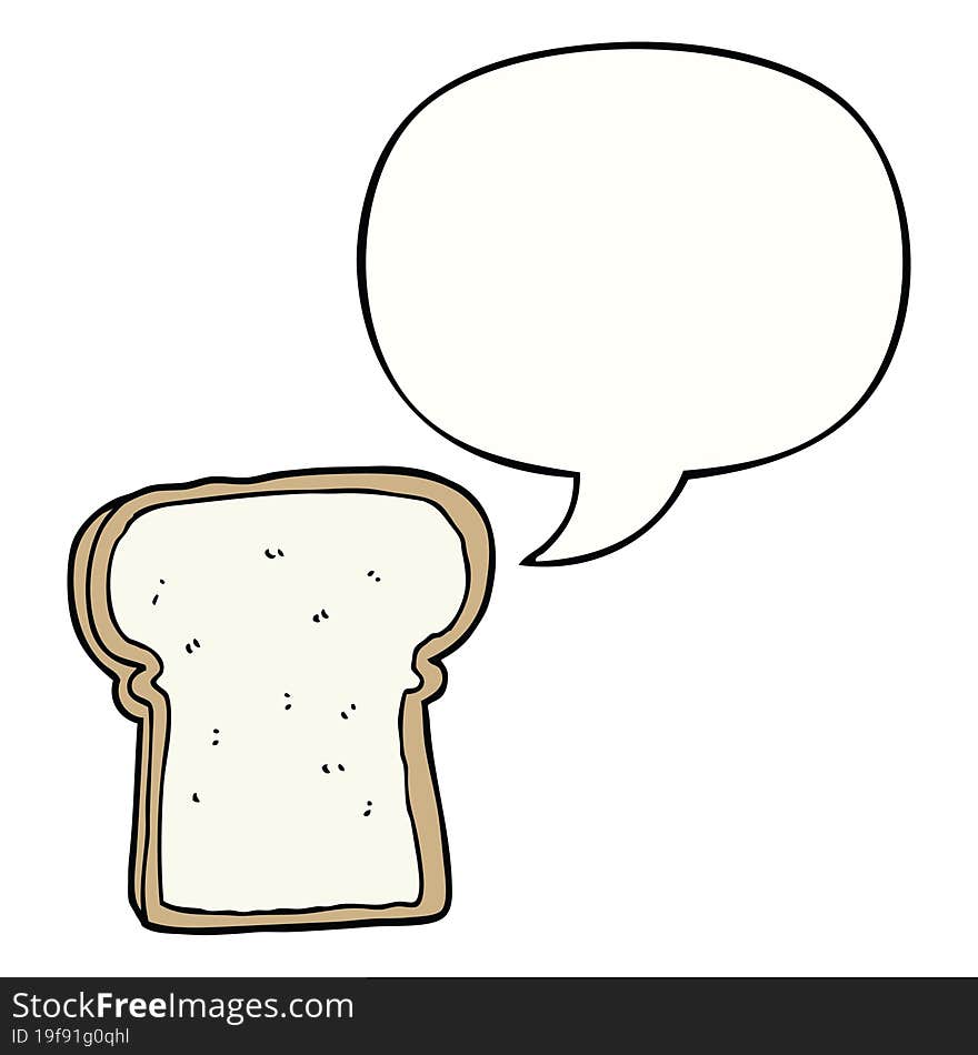 cartoon slice of bread and speech bubble