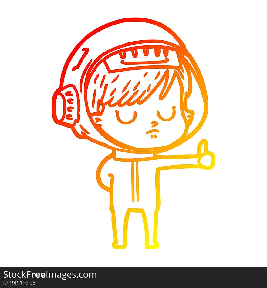 warm gradient line drawing cartoon astronaut woman