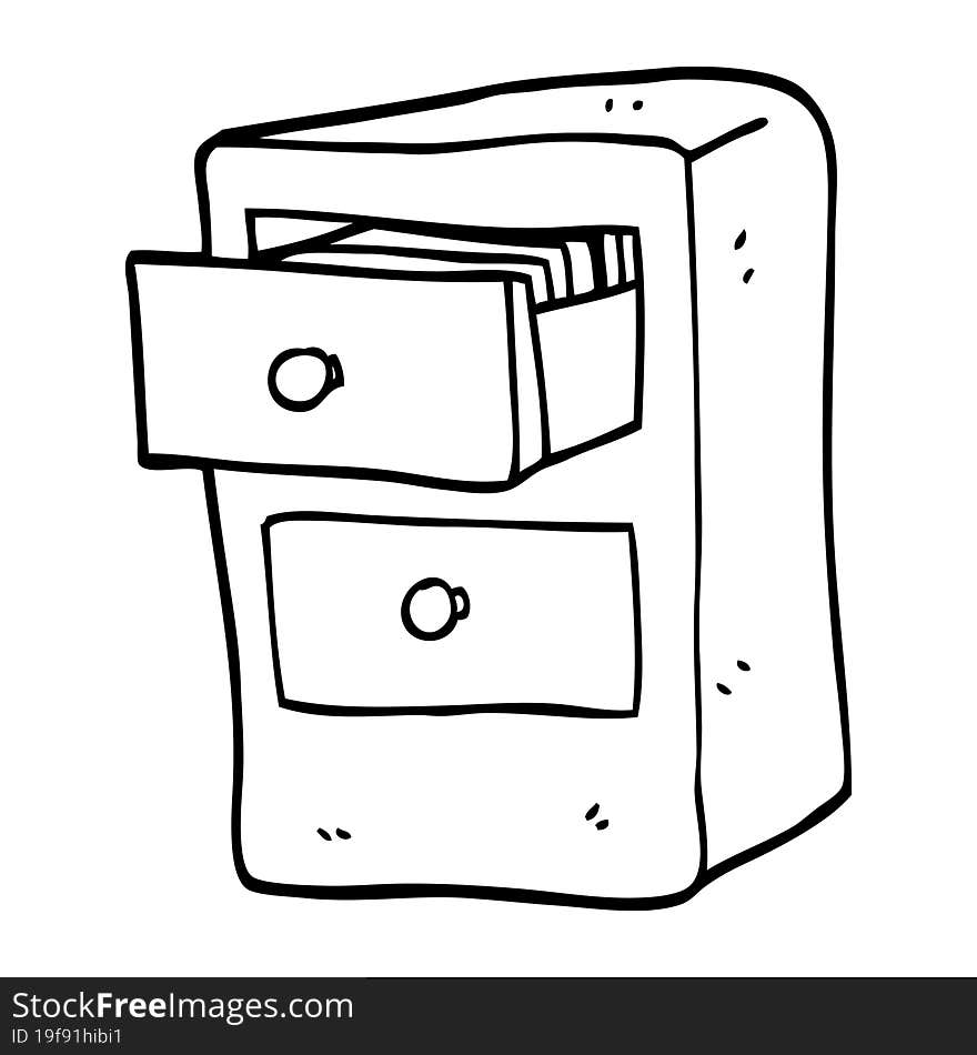 black and white cartoon drawers of files