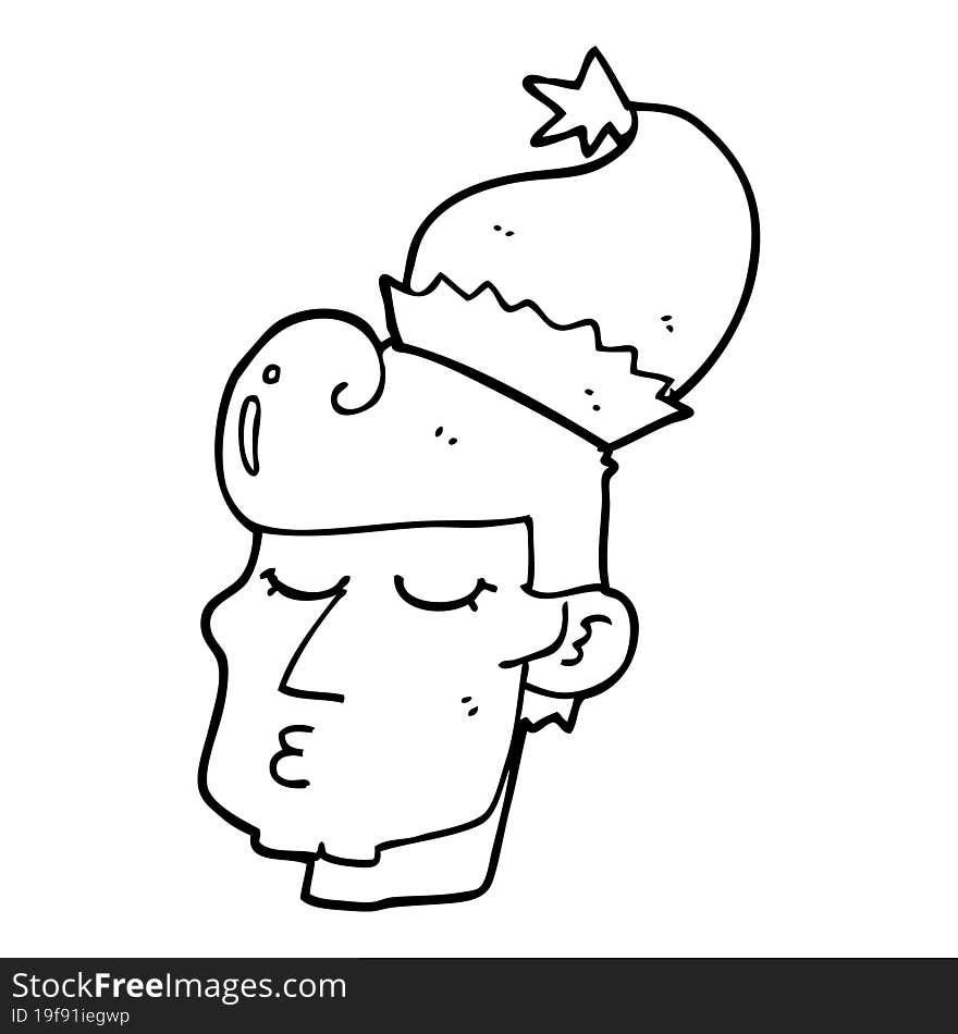 cartoon man wearing christmas hat