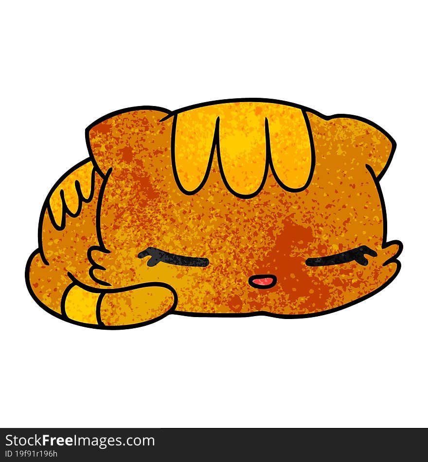 textured cartoon kawaii cute sleeping kitten