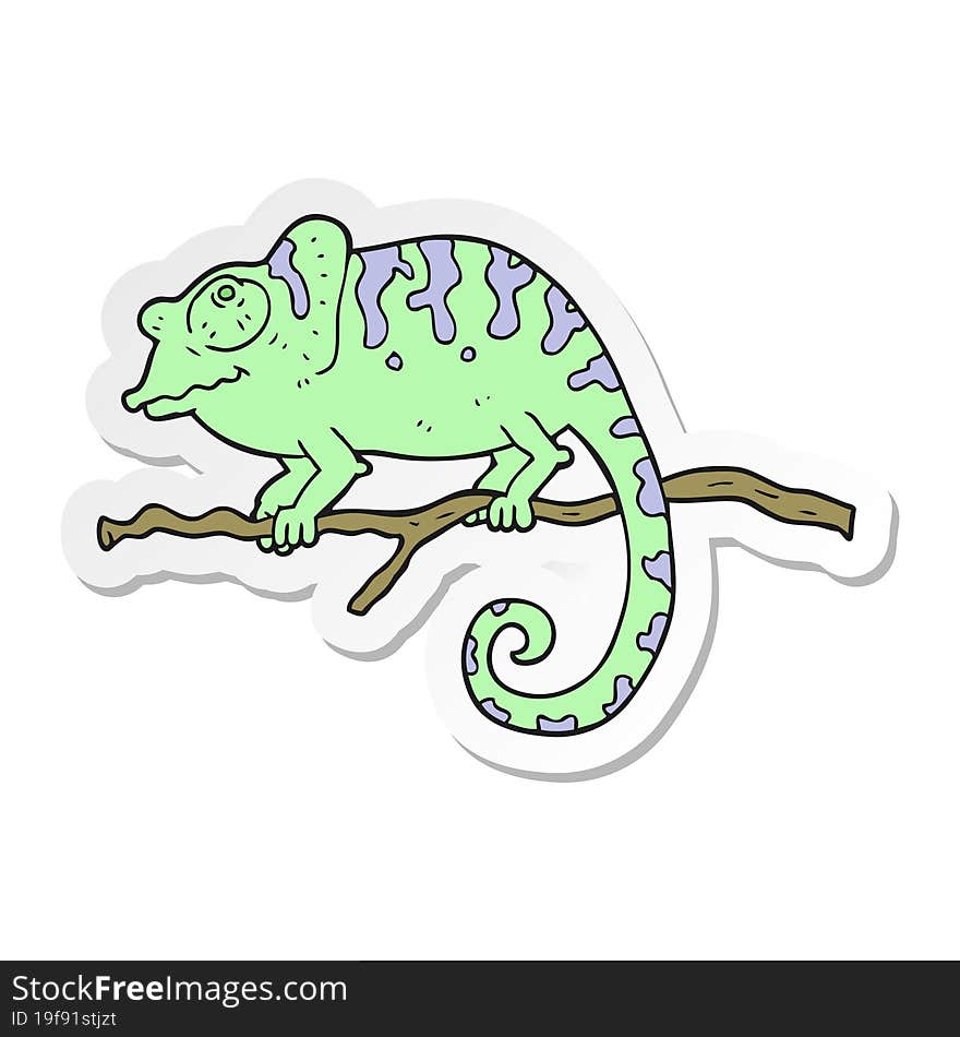 Sticker Of A Cartoon Chameleon