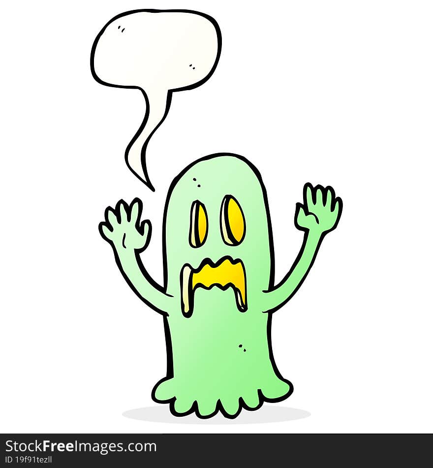 Cartoon Spooky Ghost With Speech Bubble