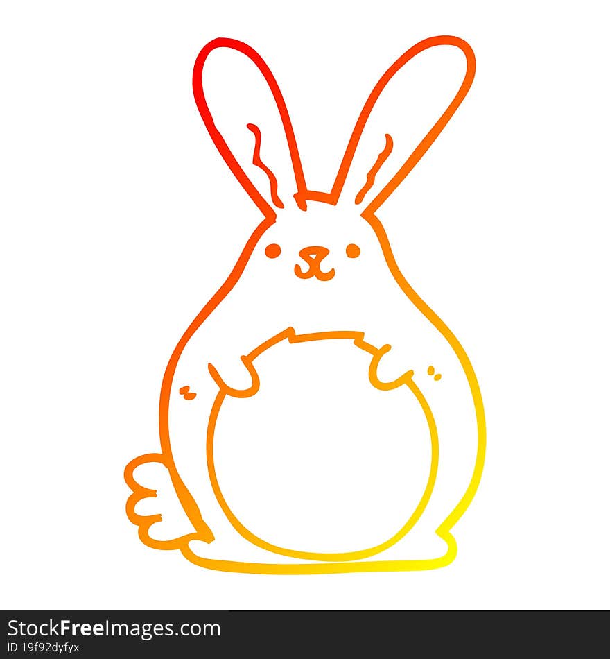 warm gradient line drawing cartoon rabbit