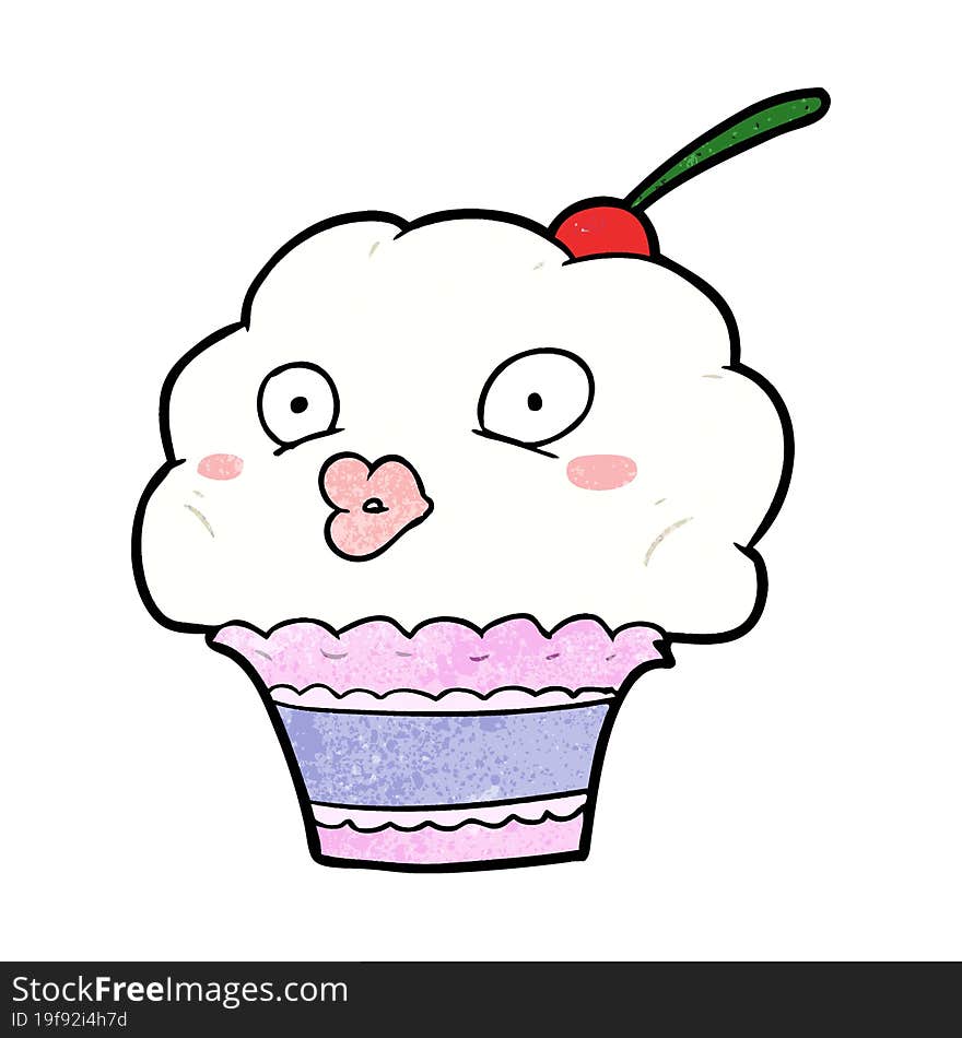 funny cartoon cupcake. funny cartoon cupcake