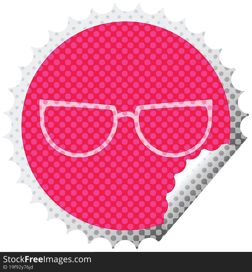 spectacles graphic vector circular peeling sticker. spectacles graphic vector circular peeling sticker