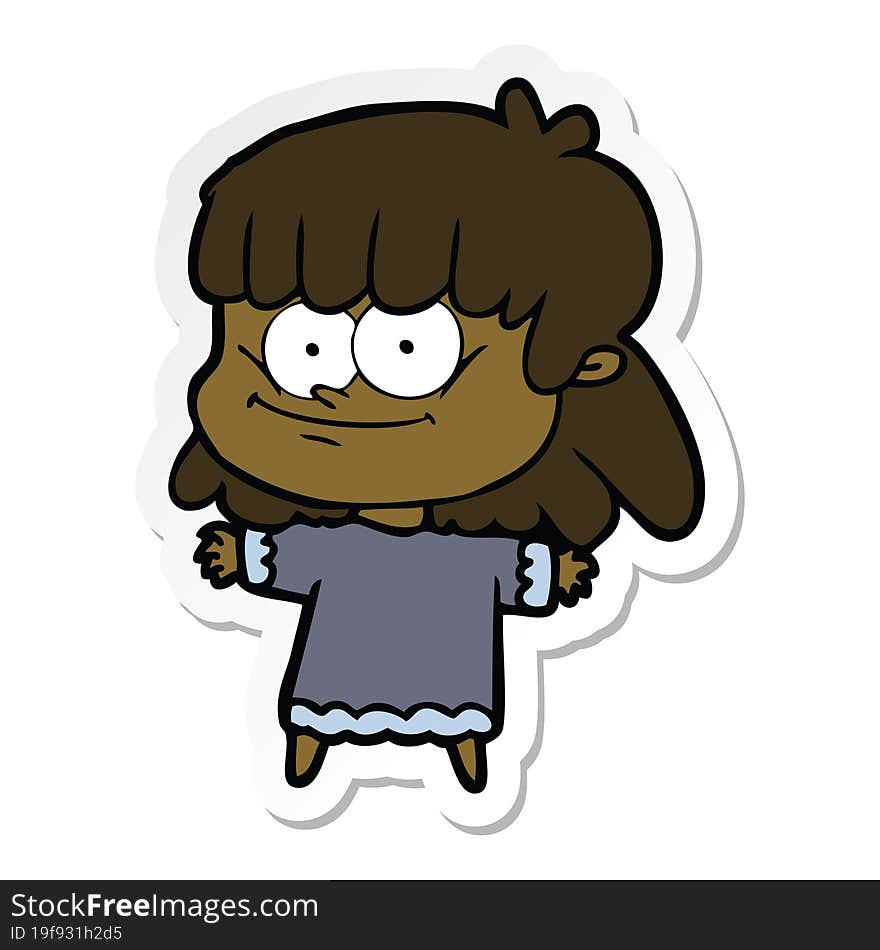 sticker of a cartoon girl smiling