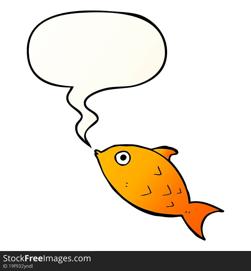 cartoon fish and speech bubble in smooth gradient style