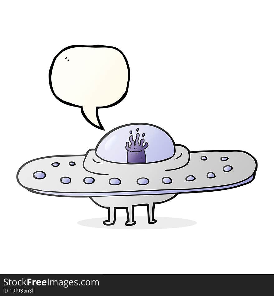 Speech Bubble Cartoon Flying Saucer