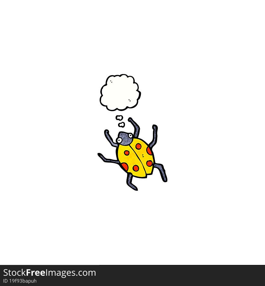 cartoon ladybug with thought bubble