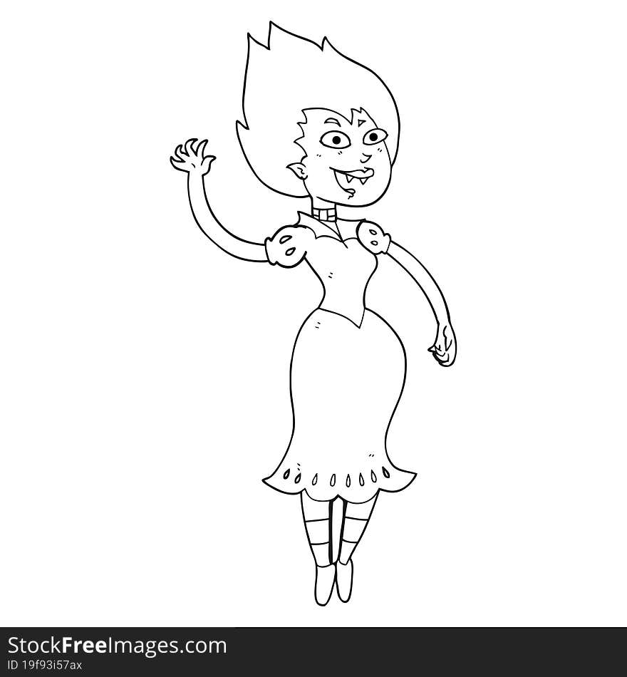 black and white cartoon blood sucking vampire girl