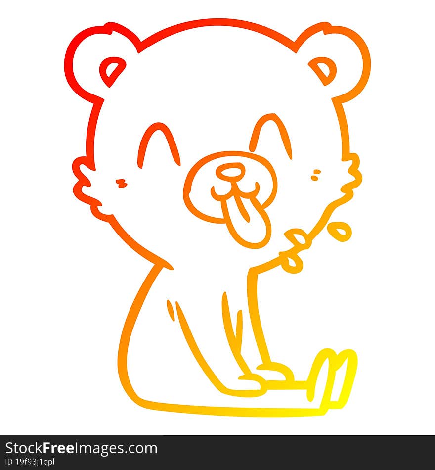 Warm Gradient Line Drawing Rude Cartoon Bear