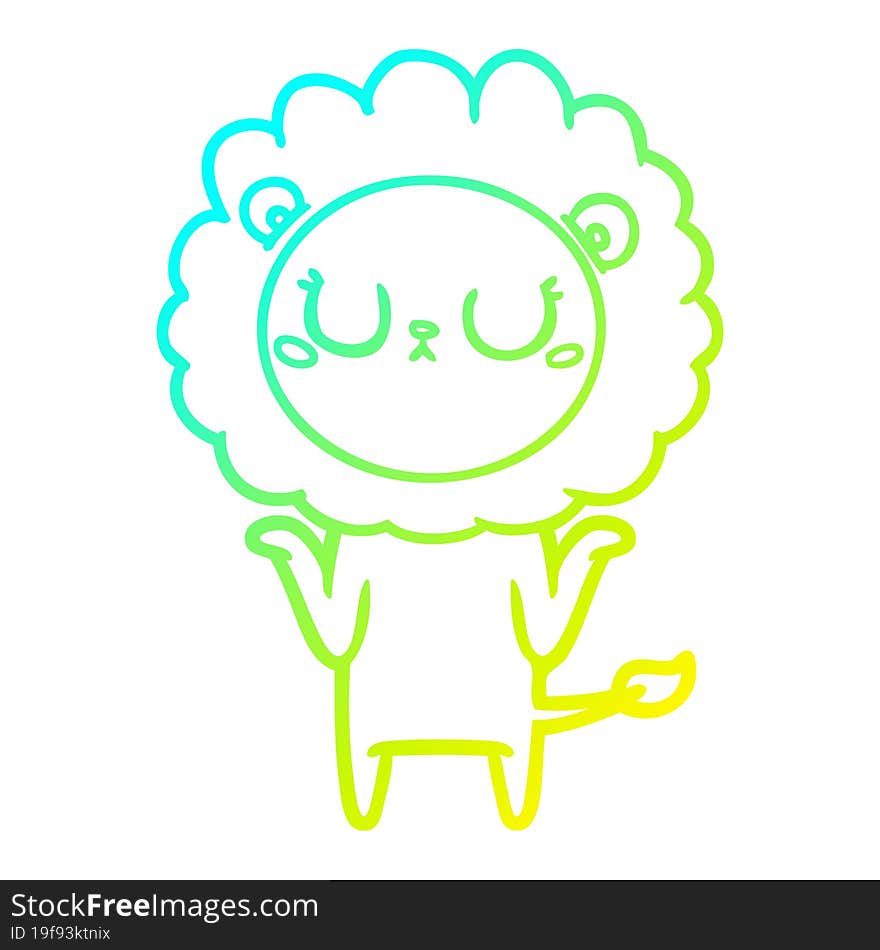 cold gradient line drawing of a cartoon lion