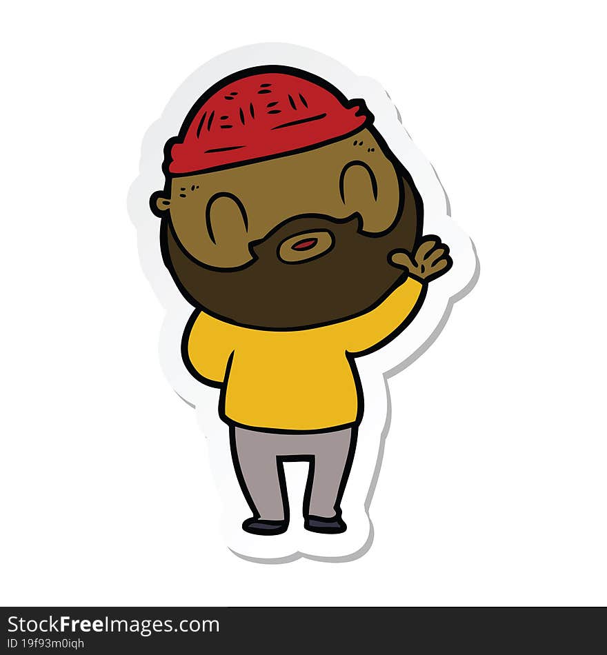 sticker of a cartoon bearded man