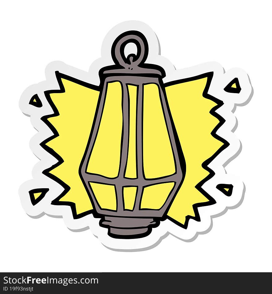 sticker of a cartoon lantern shining